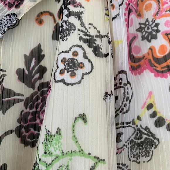 American Rag Dress Cream Spring Colors Floral Sleeveless Chiffon Dress Small - Picture 9 of 13